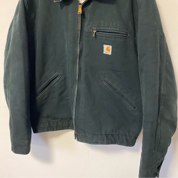 Vintage Carhartt Detroit Jacket Blanket Lined Forrest Green USA Mens 42R M / L - Picture 4 of 14